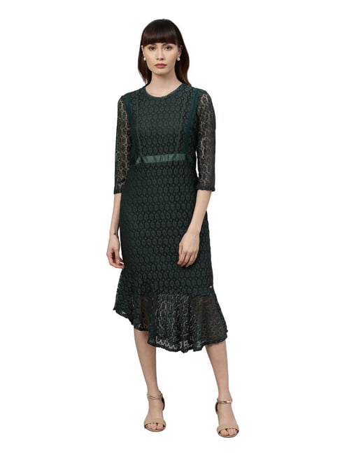 Buy Park Avenue Dark Green Lace Dress for Women Online @ Tata CLiQ