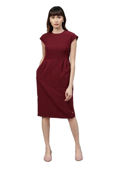 Park Avenue Maroon Regular Fit Dress