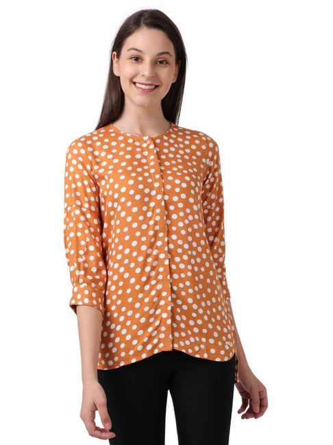 Orange and white hot sale polka dot shirt