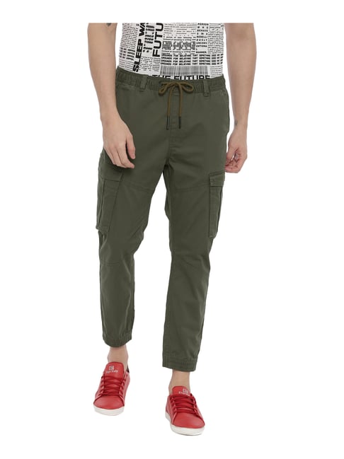 green cotton joggers