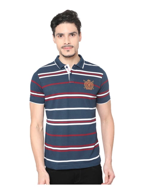 Buy Oxemberg Blue Cotton Striped Polo T Shirt for Mens Online Tata CLiQ