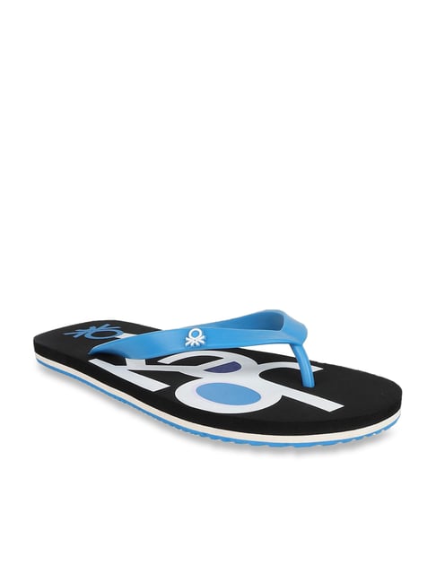 United Colors of Benetton Sky Blue & Black Flip Flops