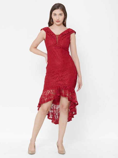 Bebe red 2025 lace dress