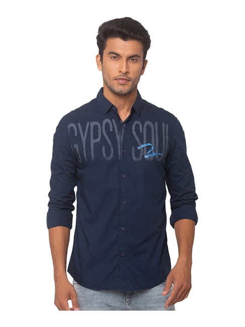 Buy Spykar Navy Slim Fit Printed Shirt 