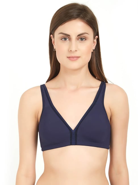 Buy Soie Navy Non Wired Non Padded Half Coverage T-Shirt Bra for
