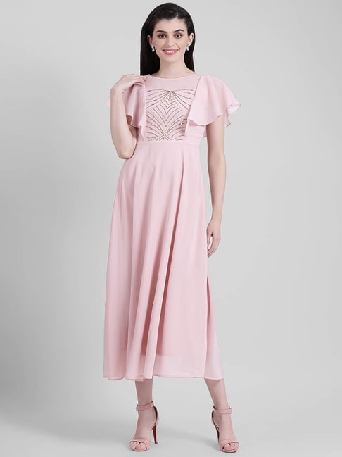 zink london pink dress Buy Zink London Women's Pink Printed A-Line Midi Dress at Amazon.in