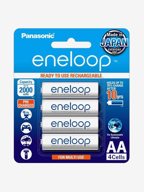 Panasonic Eneloop Rechargeable AA 2000 mAh Battery - Pack of 4 (White)