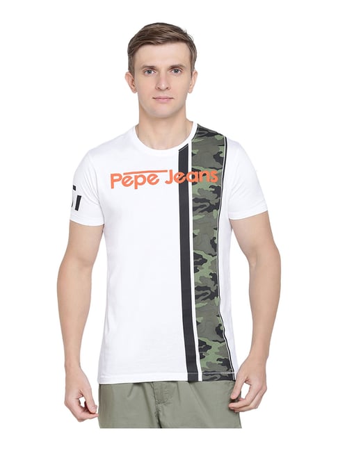 Pepe Jeans White Printed Regular Fit T-Shirt