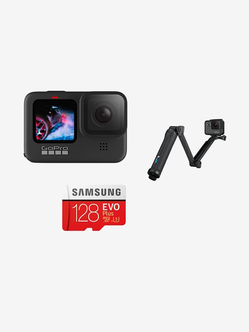 Buy Gopro Hero 9 Chdhx 901 Mp Sports And Action Camera With 3 Way Grip 128gb Memory Card Black Online At Best Prices Tata Cliq