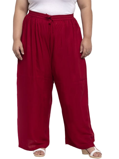 Melon by PlusS Maroon Cotton Palazzos-picture-18