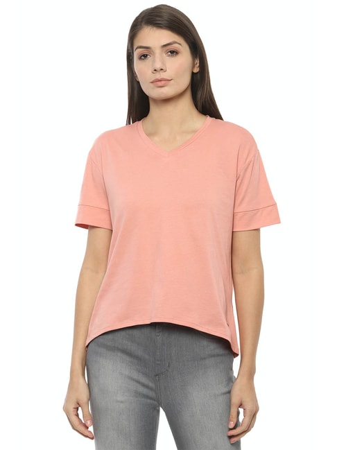 Van Heusen Peach Regular Fit T-Shirt Price in India
