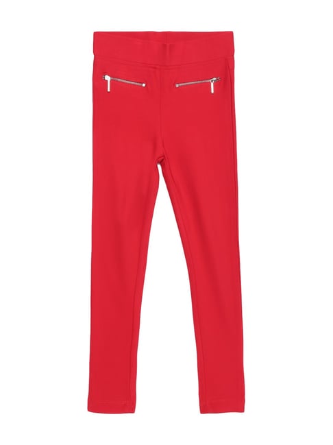 Tiny Girl Kids Red Cotton Jeggings