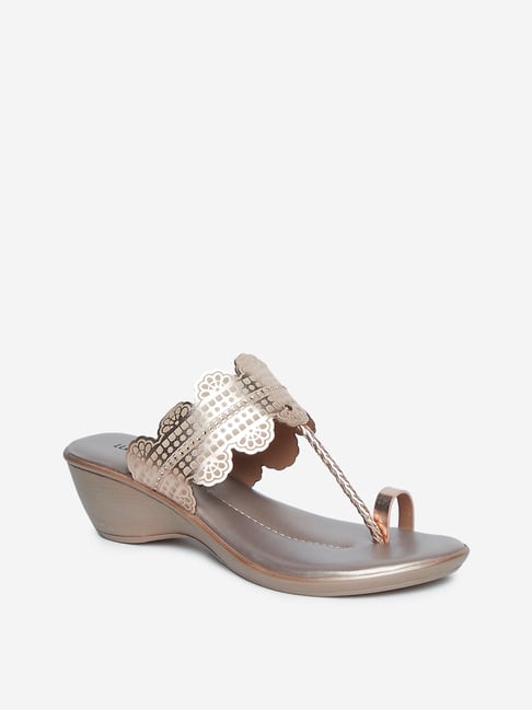 Buy LUNA BLU by Westside Rose Gold Wedge Heel Sandals For Women Online ...
