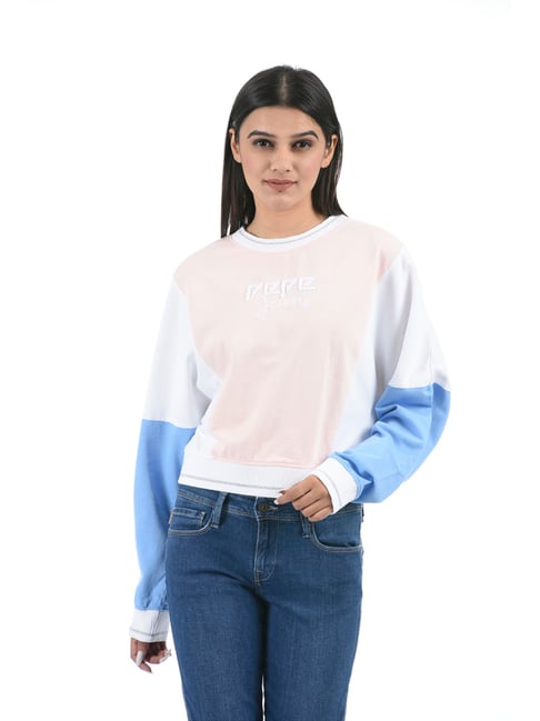 Pepe Jeans Pink & White Printed Sweatshirt