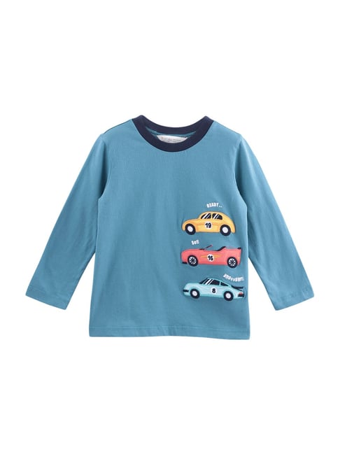 Beebay Kids Blue Cotton Patch Work T-Shirt