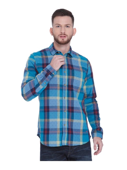 jack and jones blue check shirt