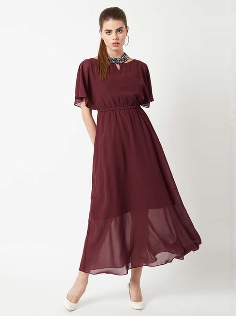 Miss Chase Maroon Regular Fit A-Line Dress Price in India