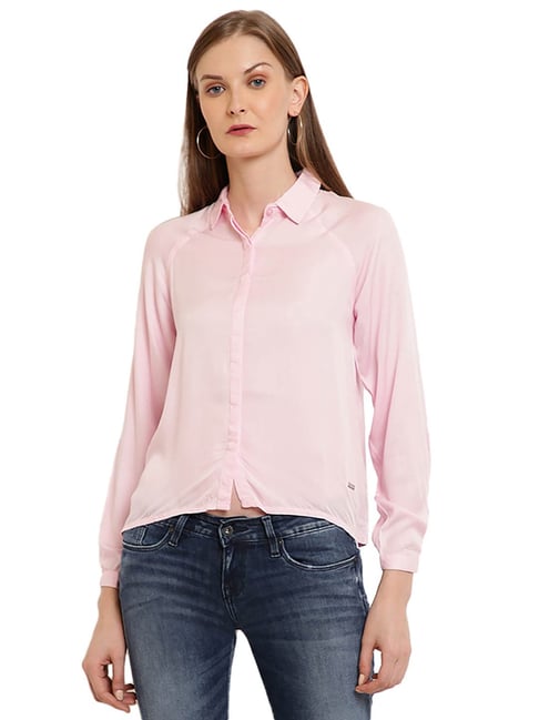 Pepe Jeans Pink Regular Fit Shirt Price in India