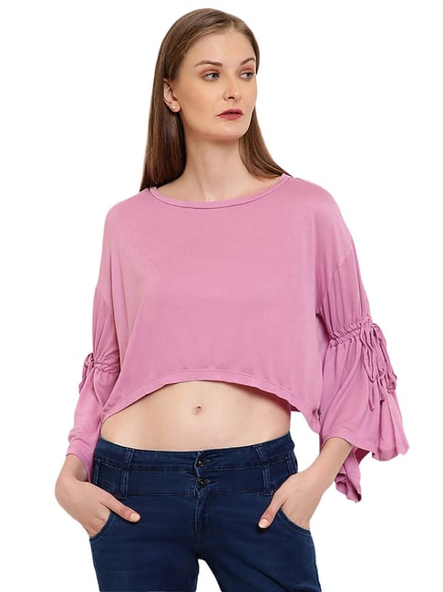 Pepe Jeans Pink Cotton Crop T-Shirt Price in India