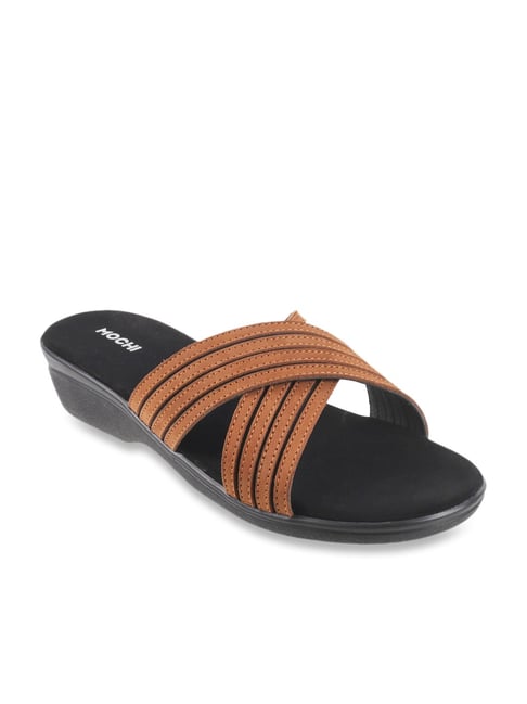 Mochi Women's Tan Cross Strap Wedges-picture-31