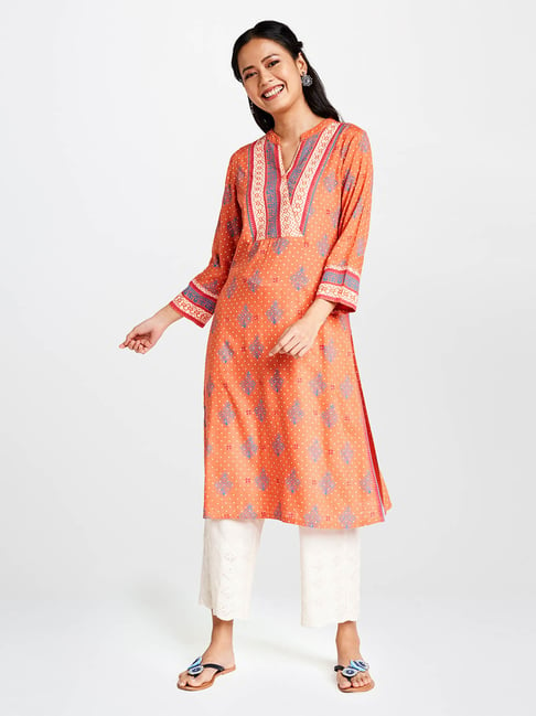 Global Desi Coral Printed Kurta