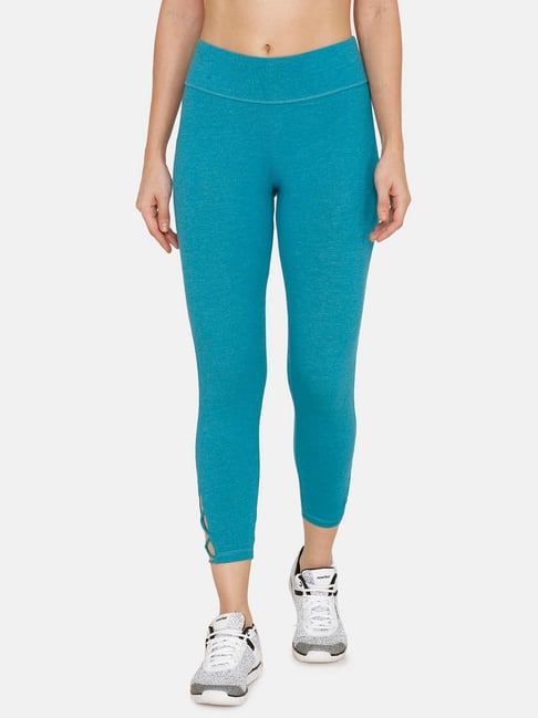 Buy Zelocity Mid Rise Leggings - Blue Grass at Rs.808 online