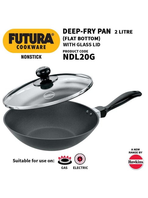 Hawkins Futura 26cm Hard Anodised Deep-Fry Pan - Black With Rosewood Handle For Perfect Frying & Stir-Frying