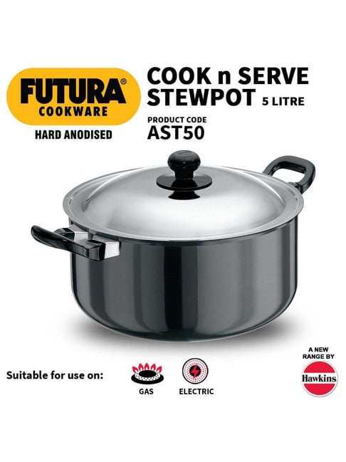 Futura Hawkins 3-Litre Hard Anodized Induction Compatible Pressure Cooker,  Small, Black 