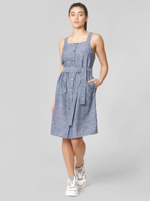 Vero Moda Denim Blue Cotton Shift Dress