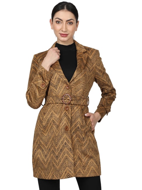 Buy Monte Carlo Brown Printed Coat for Women Online Tata CLiQ