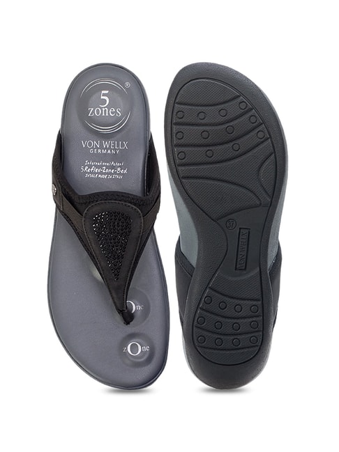 Buy Von Wellx Germany Black Thong Sandals for Women at Best Price ...