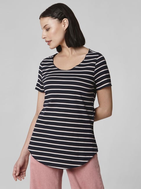 Vero Moda Black Cotton Striped Tunic