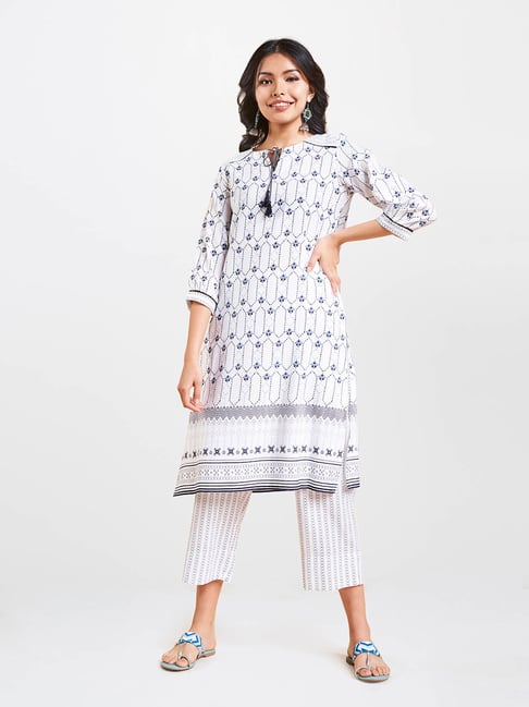 Global Desi White Printed Kurta Price in India