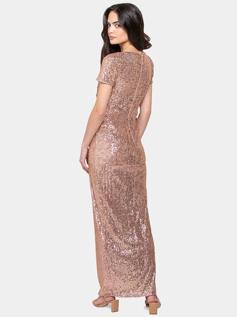 copper sequin gown