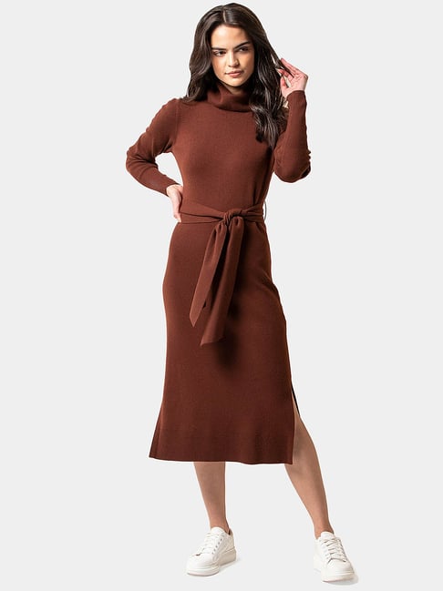 Dndrdhfb Women Deep V-Neck Knit Dress Long Sleeve Solid Single Breasted  Slim Casual Sweater Dresses Khaki S at Amazon Women's Clothing store