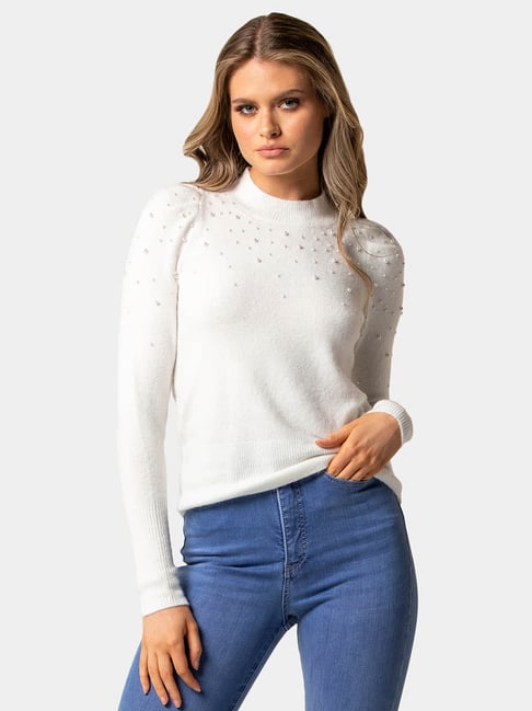 Womens Sweaters Jumper With Pearls On Sleeves Anivia Womens