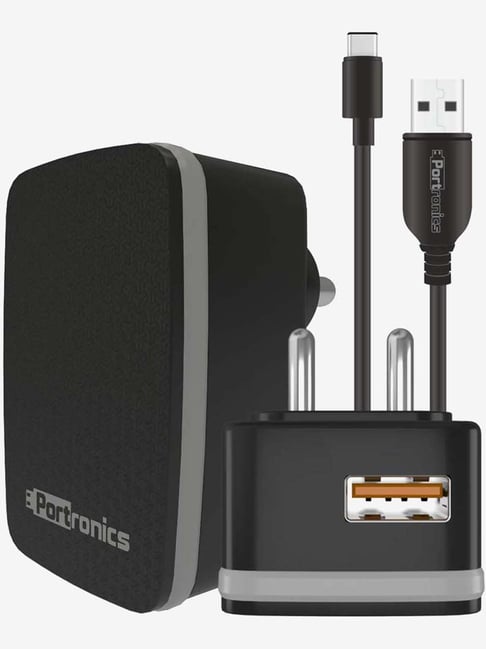 Portronics Adapto POR-1064 3.0A Quick Charger with Single USB Port (Black)