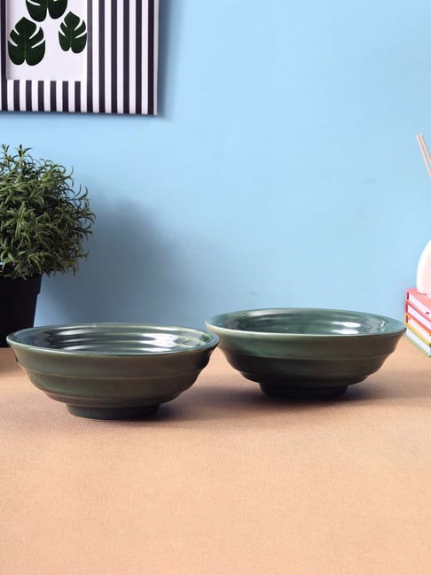 Buy VarEesha Olive Ceramic Serving Bowls (500 ml) Set of at