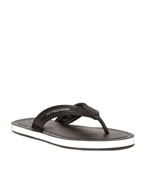 U S Polo Assn U.S. Polo Assn. Men's Black Flip Flops