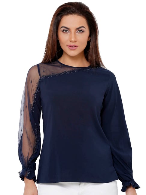 Buy Soie Blue Embellished Top Online at Best Prices | Tata CLiQ