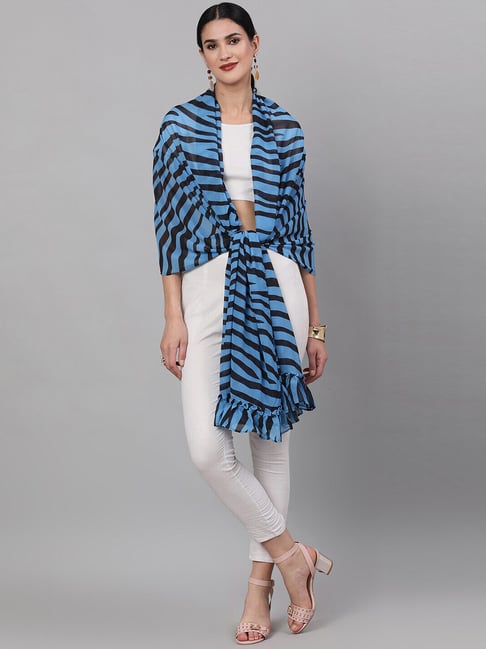 Aks Blue Striped Dupatta