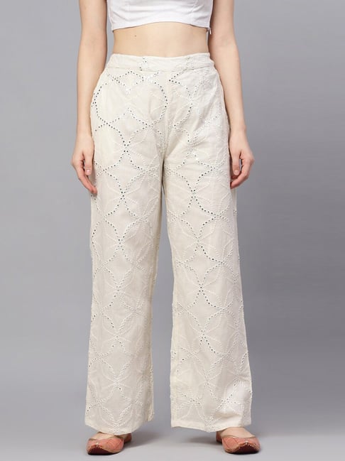 Buy White Aari Embroidered Cotton Pants  SB00561PSHAB43APR  The loom