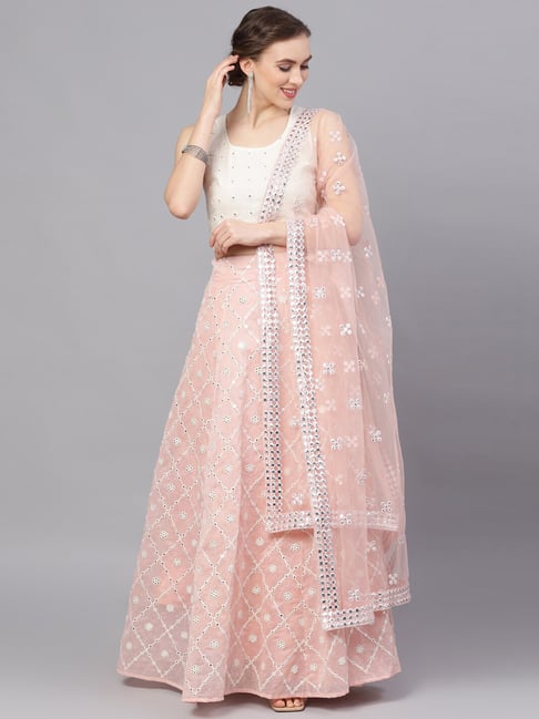 Peach Embellished Lehenga Choli Set 