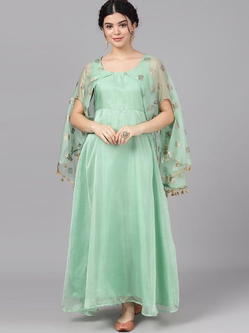 Aks Couture Green Maxi Dress