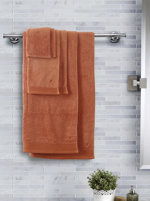 Maspar Orange Cotton 550 GSM Bath Linen Set
