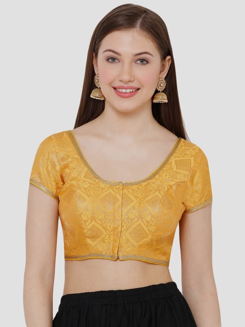 Salwar Studio Yellow Woven Pattern Blouse