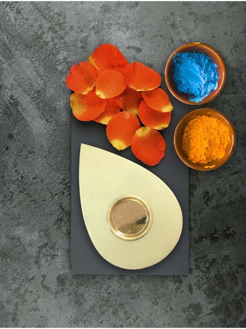 ICRAFT Rati Golden MDF Tea Light Candle Holder - Set of 1