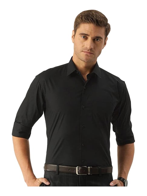 Hancock Black Cotton Slim Fit Shirt-picture-48