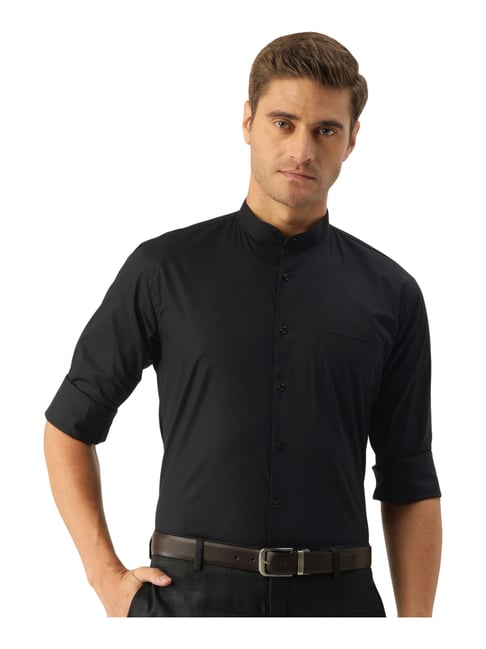 Hancock Black Cotton Slim Fit Shirt-picture-16