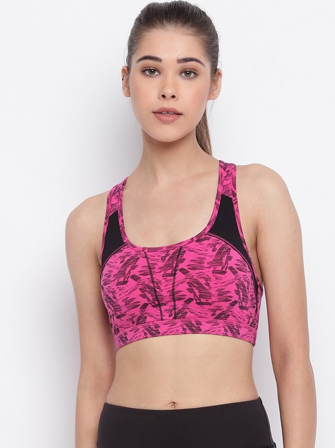 Buy Enamor Pink Non Wired Padded Full Coverage Sports Bra for